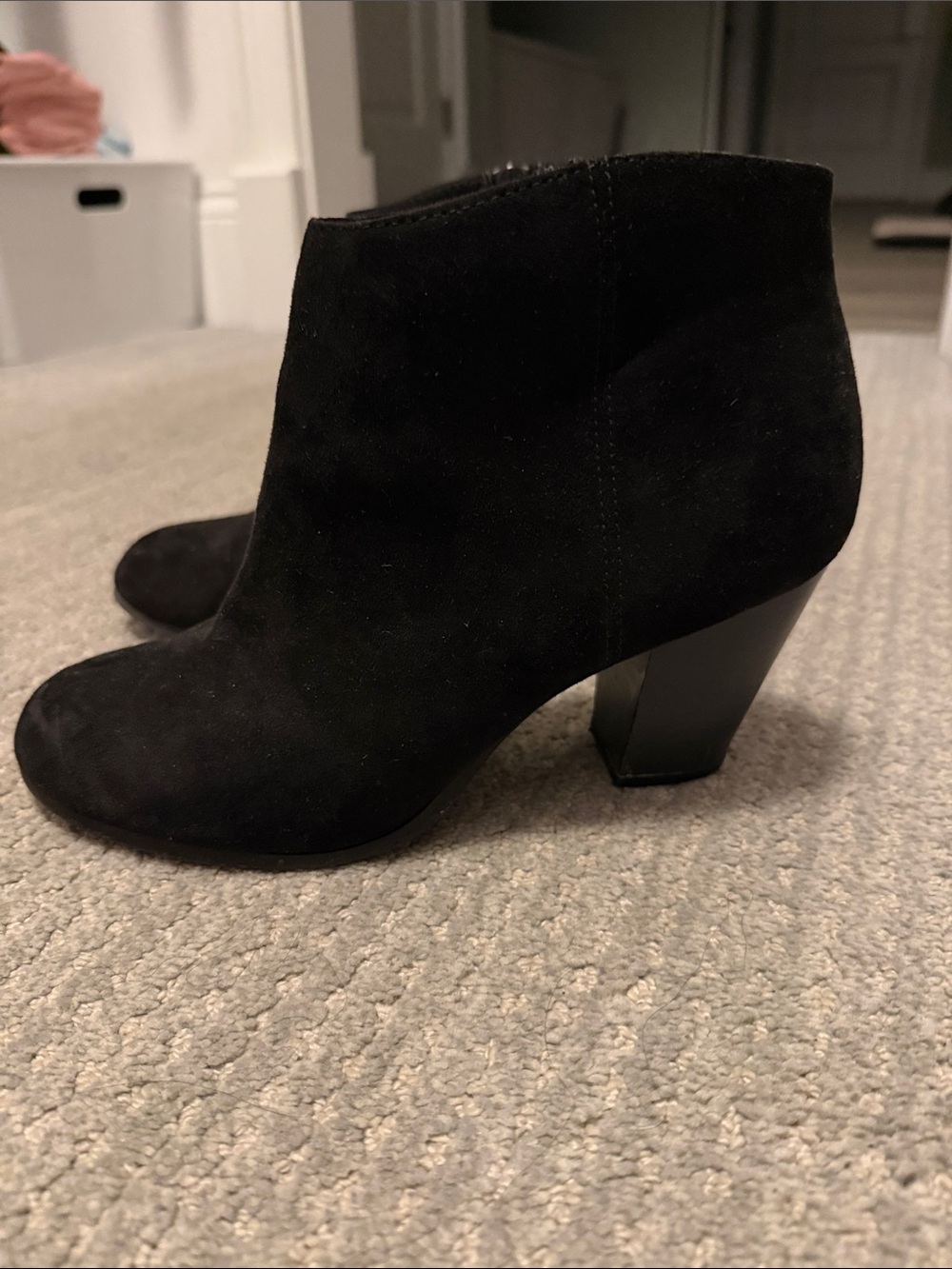 Old Navy Black Suede Ankle Booties with Block Heel